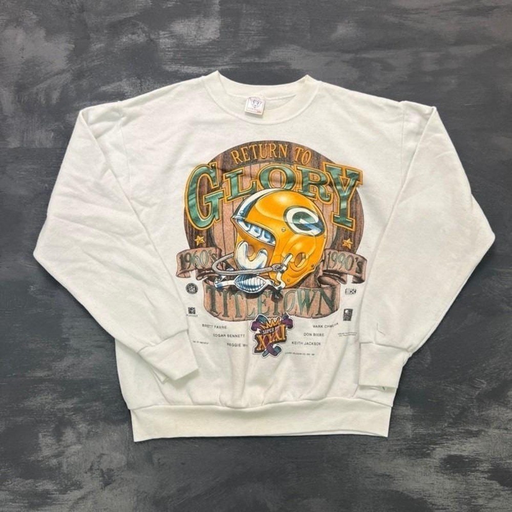 Vintage Green Bay‎ Packers Sweatshirt Mens Large White 1990s NFL